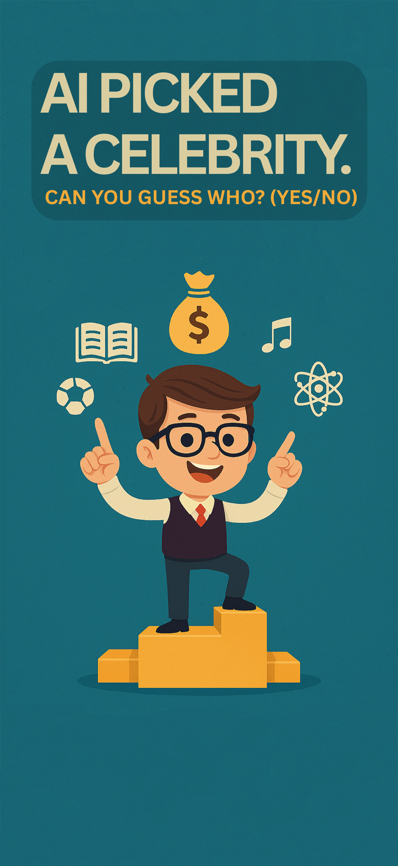 Intro screen: AI picked a celebrity